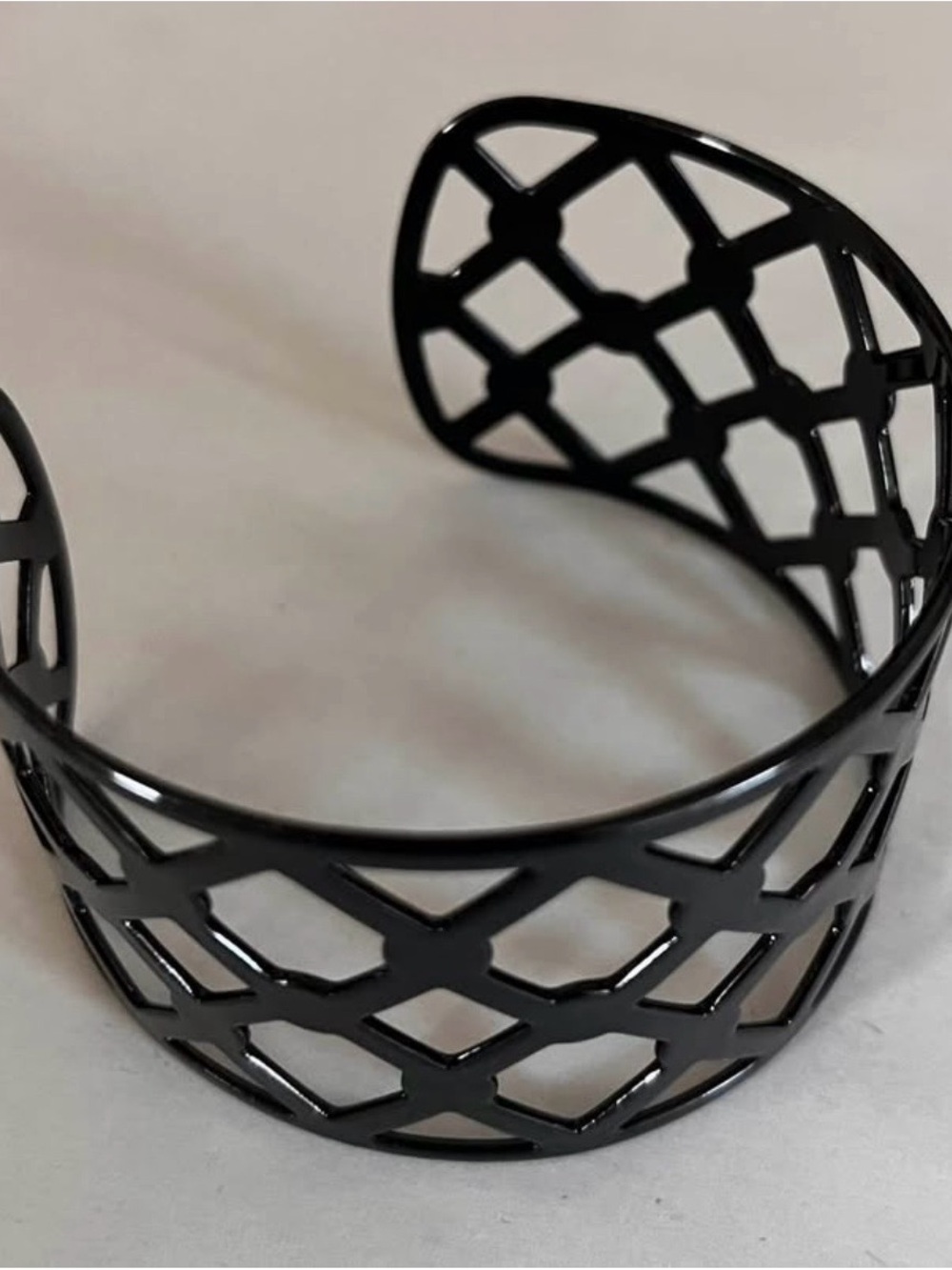 Lia Sophia Black Lattice Openwork Cuff Bracelet